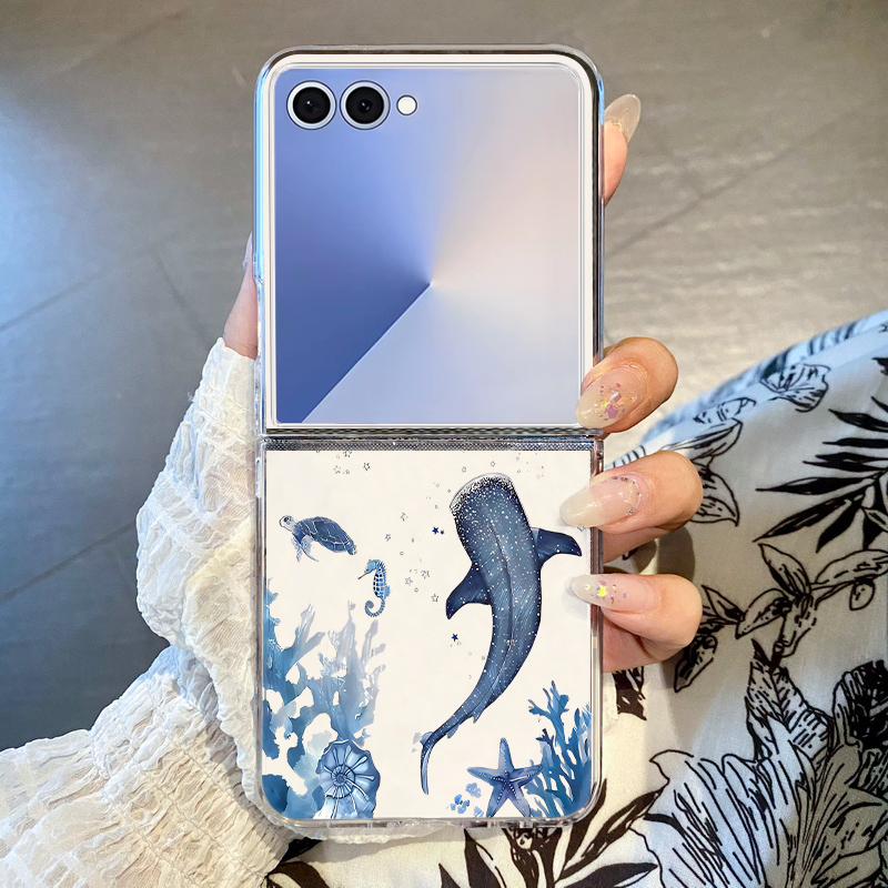Phone Cases Z Flip 5 - Whale Pattern Phone Case For Samsung