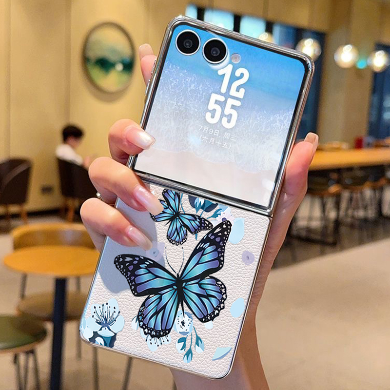 Purple Butterfly PU Leather Ph - Phone Cases Z Flip 5 评论和价格