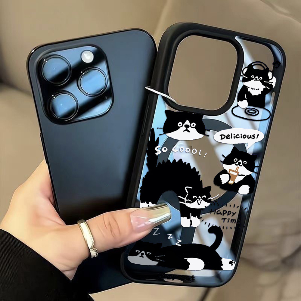 Funny Black Cat Wireless Charg - Phone Cases Quirky 评论和价格