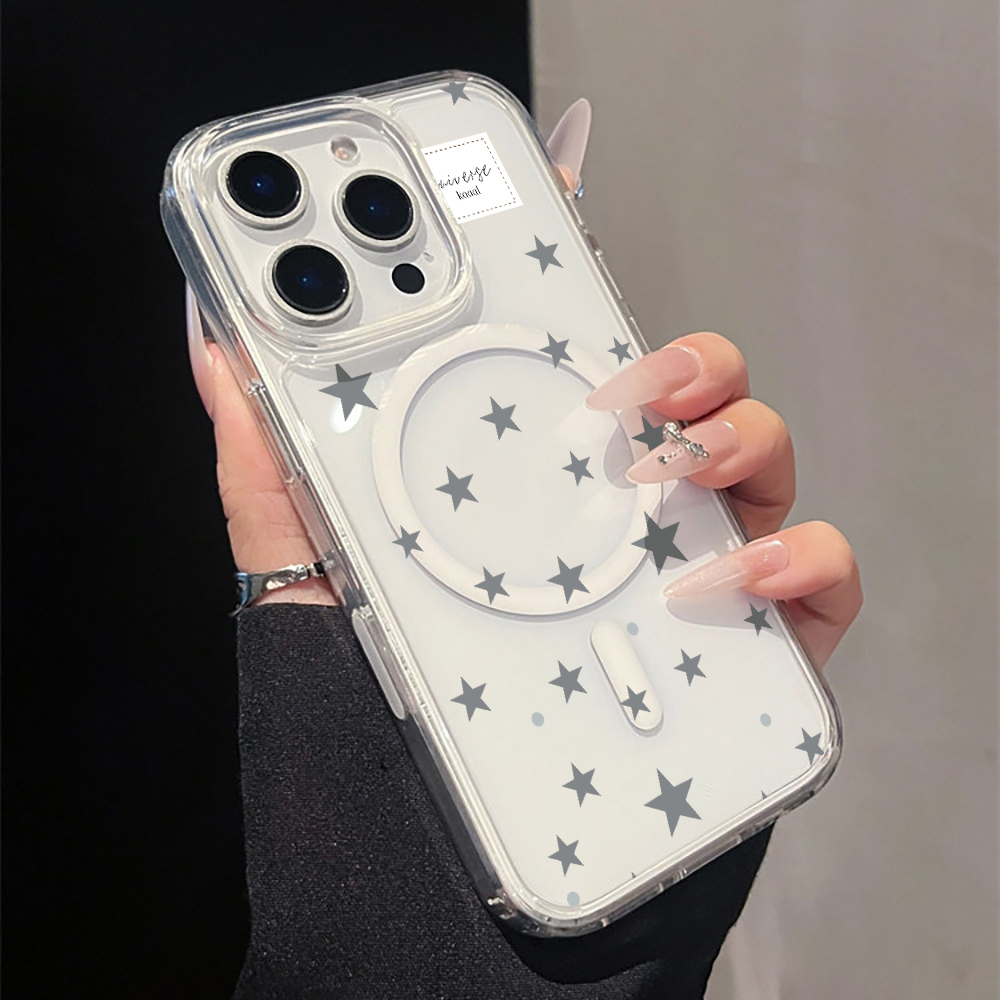 Grey Star Print magnetic Clear - Phone Cases Magnetic 评论和价格