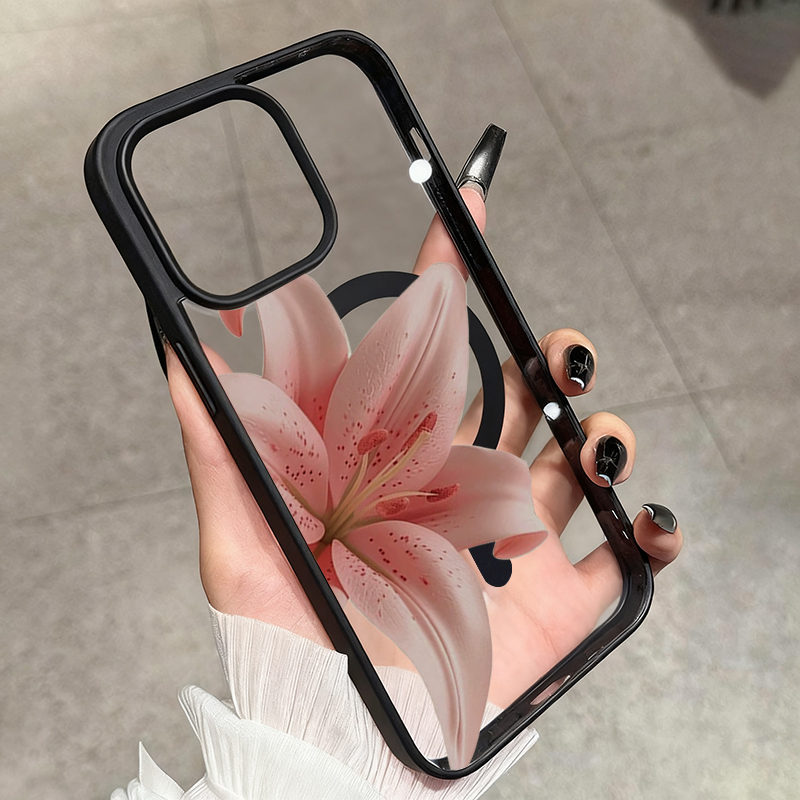 Romantic Pink Lily Clear Phone - Phone Cases Magsafe 评论和价格