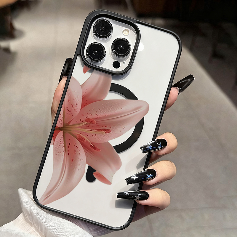 Romantic Pink Lily Clear Phone - Phone Cases Magsafe 评论和价格