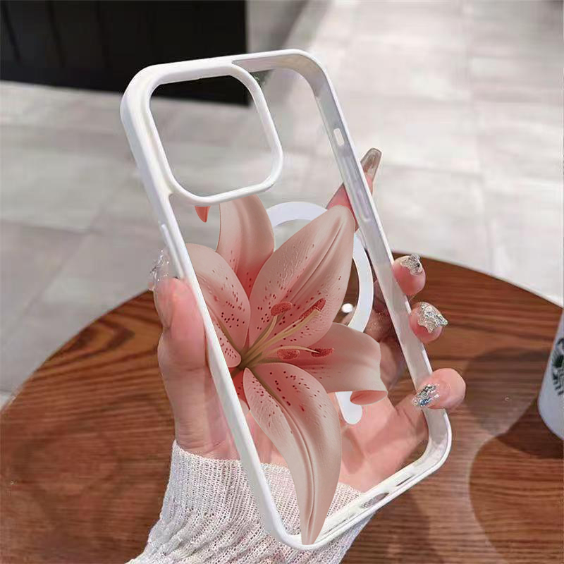 Romantic Pink Lily Clear Phone - Phone Cases Magsafe 评论和价格